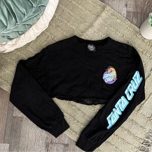 Santa Cruz Skateboards Black Crop Top with Blue and Purple Logo